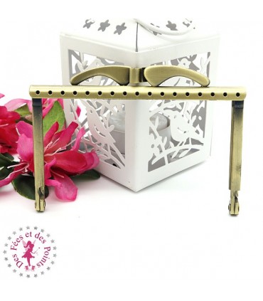 Fermoir métallique rectangulaire - Jambes - 10.3 cm - Lisse - Bronze antique