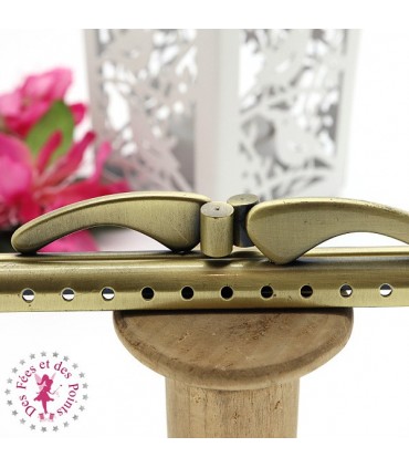 Fermoir métallique rectangulaire - Jambes - 10.3 cm - Lisse - Bronze antique