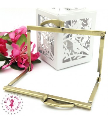 Fermoir métallique rectangulaire - Jambes - 10.3 cm - Lisse - Bronze antique