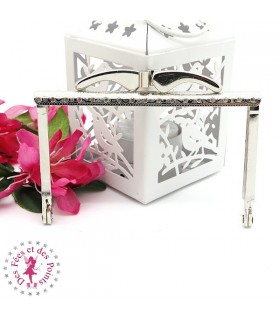 Fermoir métallique rectangulaire - Jambes - 10.3 cm - Gravé - Argent