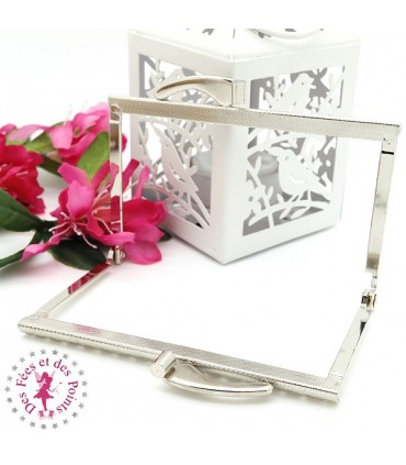 Fermoir métallique rectangulaire - Jambes - 10.3 cm - Gravé - Argent