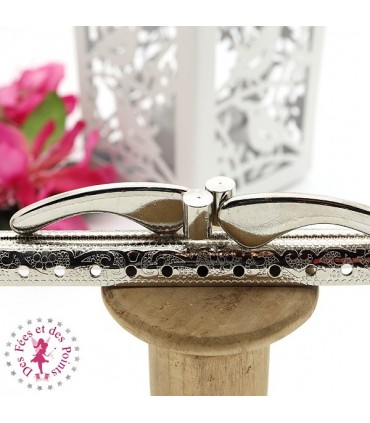 Fermoir métallique rectangulaire - Jambes - 10.3 cm - Gravé - Argent