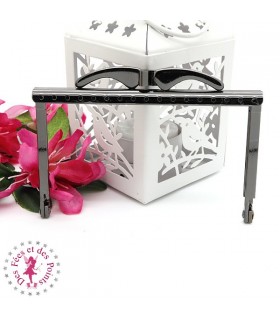 Fermoir métallique rectangulaire - Jambes - 10.3 cm - Lisse - Gun Metal