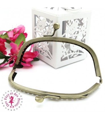 Fermoir métallique arrondi - Pastille - 12.5 cm - Gravé - Bronze antique