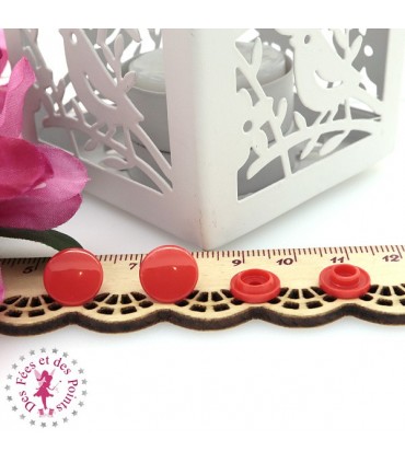 Pressions KAM - Rondes T3 Brillantes - Rouge Orangé - B1