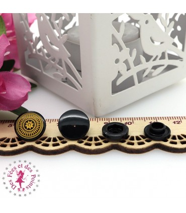 Pressions KAM - Rondes T5 Brillantes - Edelweiss Noir - Jaune