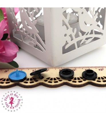 Pressions KAM - Rondes T5 Brillantes - Edelweiss Noir - Bleu