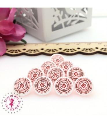 Pressions KAM - Rondes T5 Brillantes - Edelweiss Blanc - Rouge