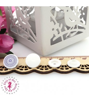 Pressions KAM - Rondes T5 Brillantes - Edelweiss Blanc - Mauve