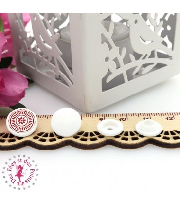 Pressions KAM - Rondes T5 Brillantes - Edelweiss Blanc - Rouge