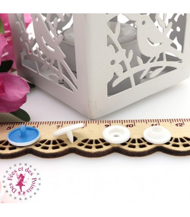 Pressions KAM - Rondes T5 Brillantes - Edelweiss Blanc - Bleu