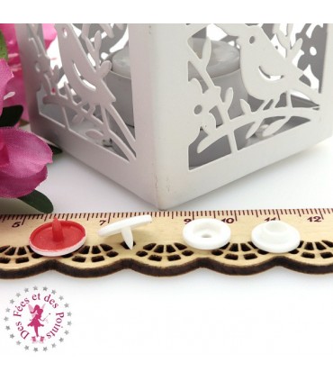 Pressions KAM - Rondes T5 Brillantes - Edelweiss Blanc - Rouge