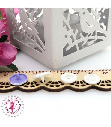 Pressions KAM - Rondes T5 Brillantes - Edelweiss Blanc - Mauve