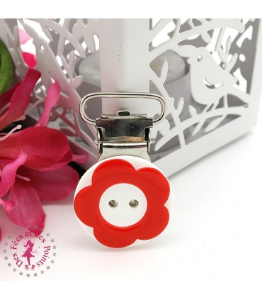 Pince métallique - Fleur - Rouge