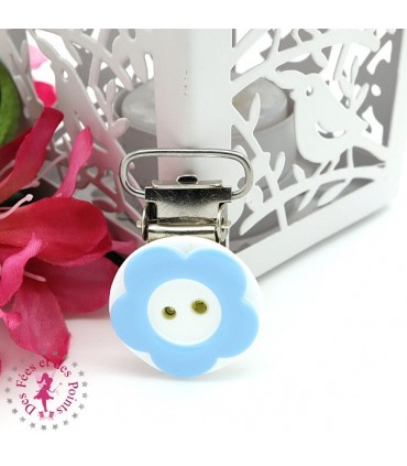 Pince métallique - Fleur - Bleu