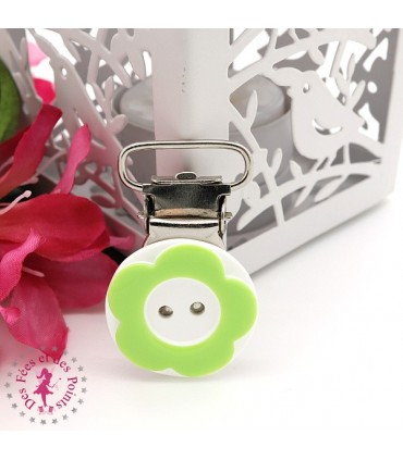 Pince métallique - Fleur - Vert