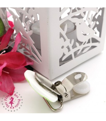 Pince métallique - Fleur - Vert