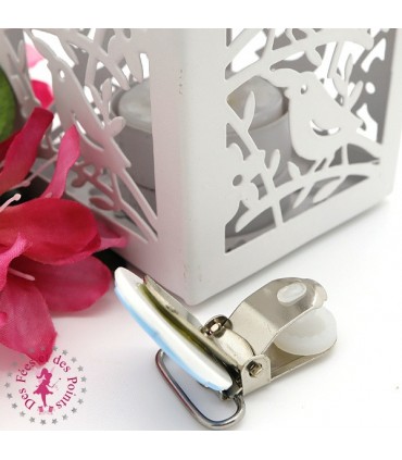 Pince métallique - Fleur - Bleu