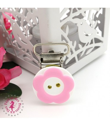 Pince métallique - Fleur - Rose