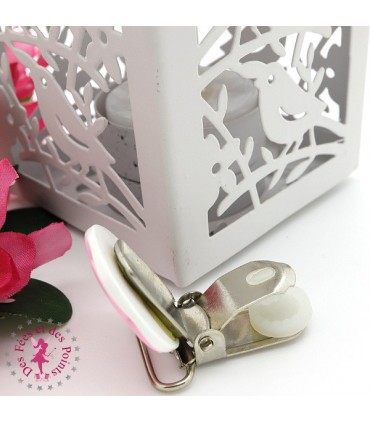 Pince métallique - Fleur - Rose