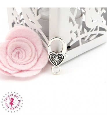 Mini Mousqueton 2 coeurs - 26 mm - Argent