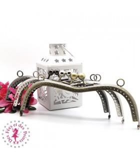 Fermoir métallique - Lunettes - 19 cm - Gravé - Bronze / Argent / Gun Metal