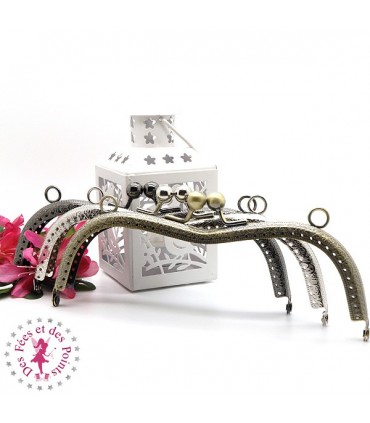 Fermoir métallique - Lunettes - 19 cm - Gravé - Bronze / Argent / Gun Metal