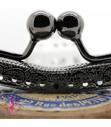 Fermoir métallique - Lunettes - 19 cm - Gravé - Bronze / Argent / Gun Metal