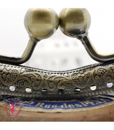 Fermoir métallique - Lunettes - 19 cm - Gravé - Bronze / Argent / Gun Metal