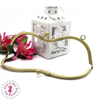 Fermoir métallique "Lunettes" - 19 cm - Lisse - Bronze antique