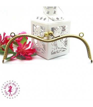 Fermoir métallique "Lunettes" - 19 cm - Lisse - Bronze antique