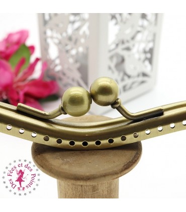 Fermoir métallique "Lunettes" - 19 cm - Lisse - Bronze antique