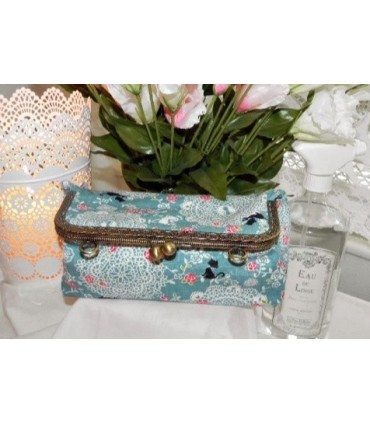 Fermoir métallique rectangulaire - Boules - 21 cm - Gravé - Bronze antique