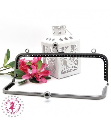 Fermoir métallique rectangulaire - Boules - 20 cm - Gravé - Gun Metal