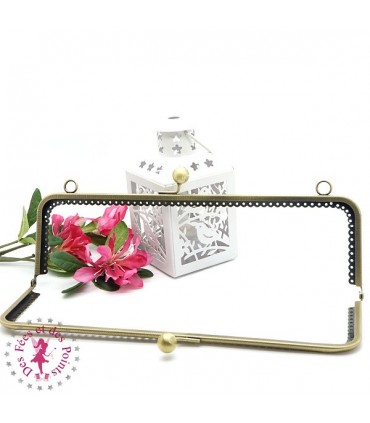 Fermoir métallique rectangulaire - Boules - 25 cm - Gravé - Bronze antique