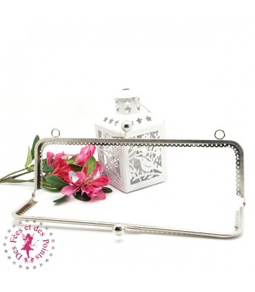 Fermoir métallique rectangulaire - Boules - 25 cm - Gravé - Argent