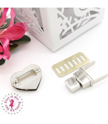 Fermoir à tourner - Petit coeur - Argent