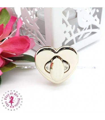 Fermoir à tourner - Grand coeur - Or doux