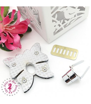 Fermoir à tourner - Papillon filigrane - Argent