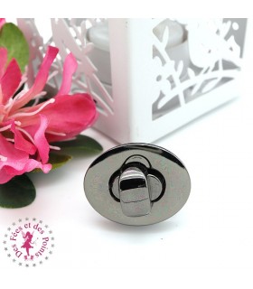 Fermoir à tourner - Grand ovale - Gun metal