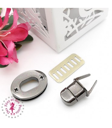 Fermoir à tourner - Grand ovale - Gun metal