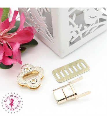 Fermoir à tourner - Trèfle - Or doux