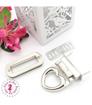 Fermoir à rabattre - Love - Argent