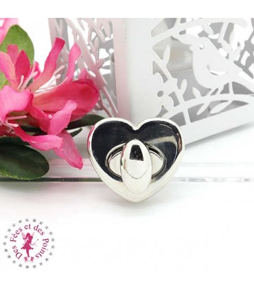 Fermoir à tourner - Grand coeur - Argent