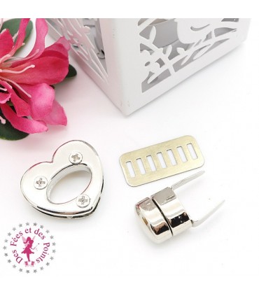 Fermoir à tourner - Grand coeur - Argent