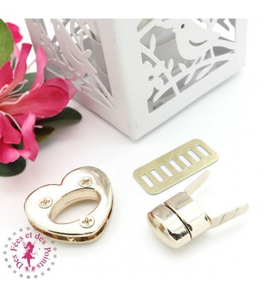 Fermoir à tourner - Grand coeur - Or doux