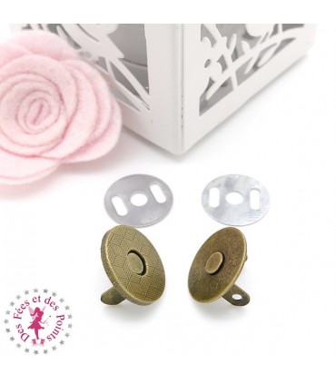 Fermoir magnétique / Aimant -  Rond Extra fin - 18 mm - Bronze