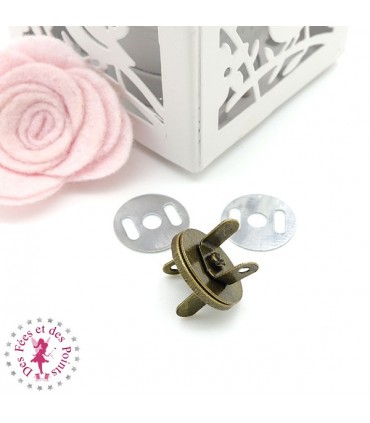 Fermoir magnétique / Aimant -  Rond Extra fin - 18 mm - Bronze