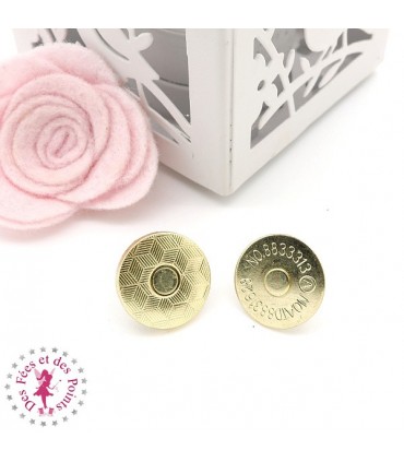 Fermoir magnétique / Aimant -  Rond Extra fin - 18 mm - Or