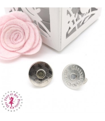Fermoir magnétique / Aimant -  Rond Extra fin - 18 mm - Argent